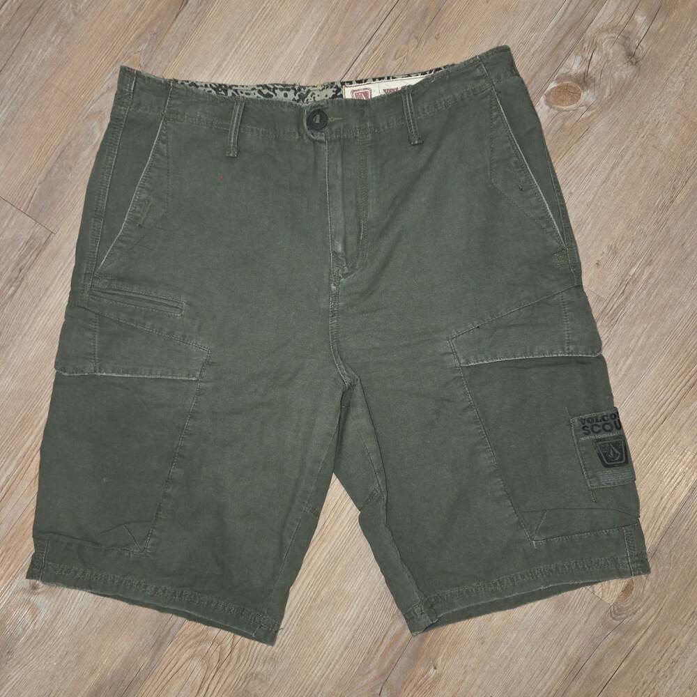 Volcom Scout North South East West Cargo Shorts Green Size 34